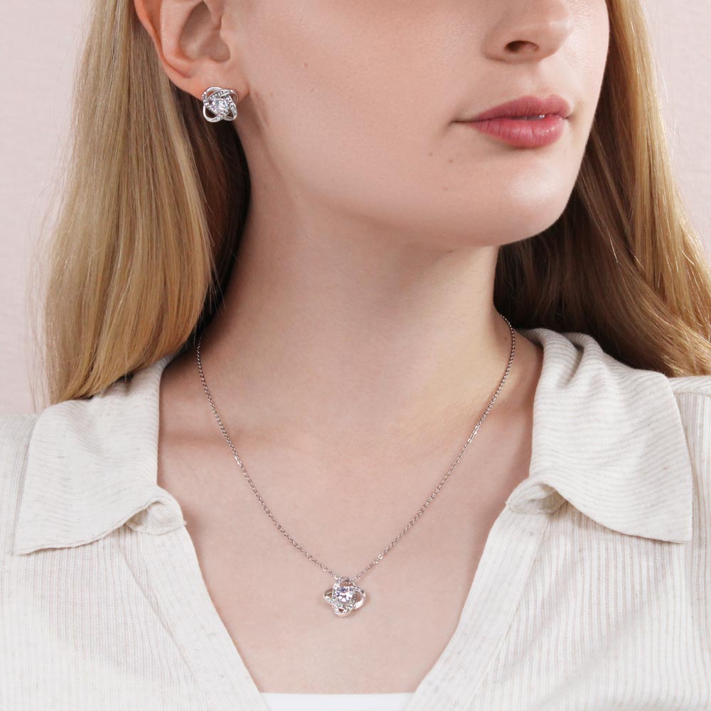 To My Daughter — Love Knot Necklace & Earring Set, From Dad