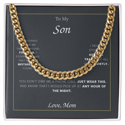 To My Son — Cuban Link Chain with Message Card