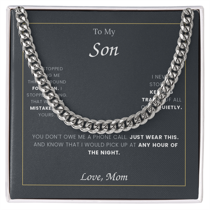 To My Son — Cuban Link Chain with Message Card