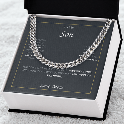 To My Son — Cuban Link Chain with Message Card