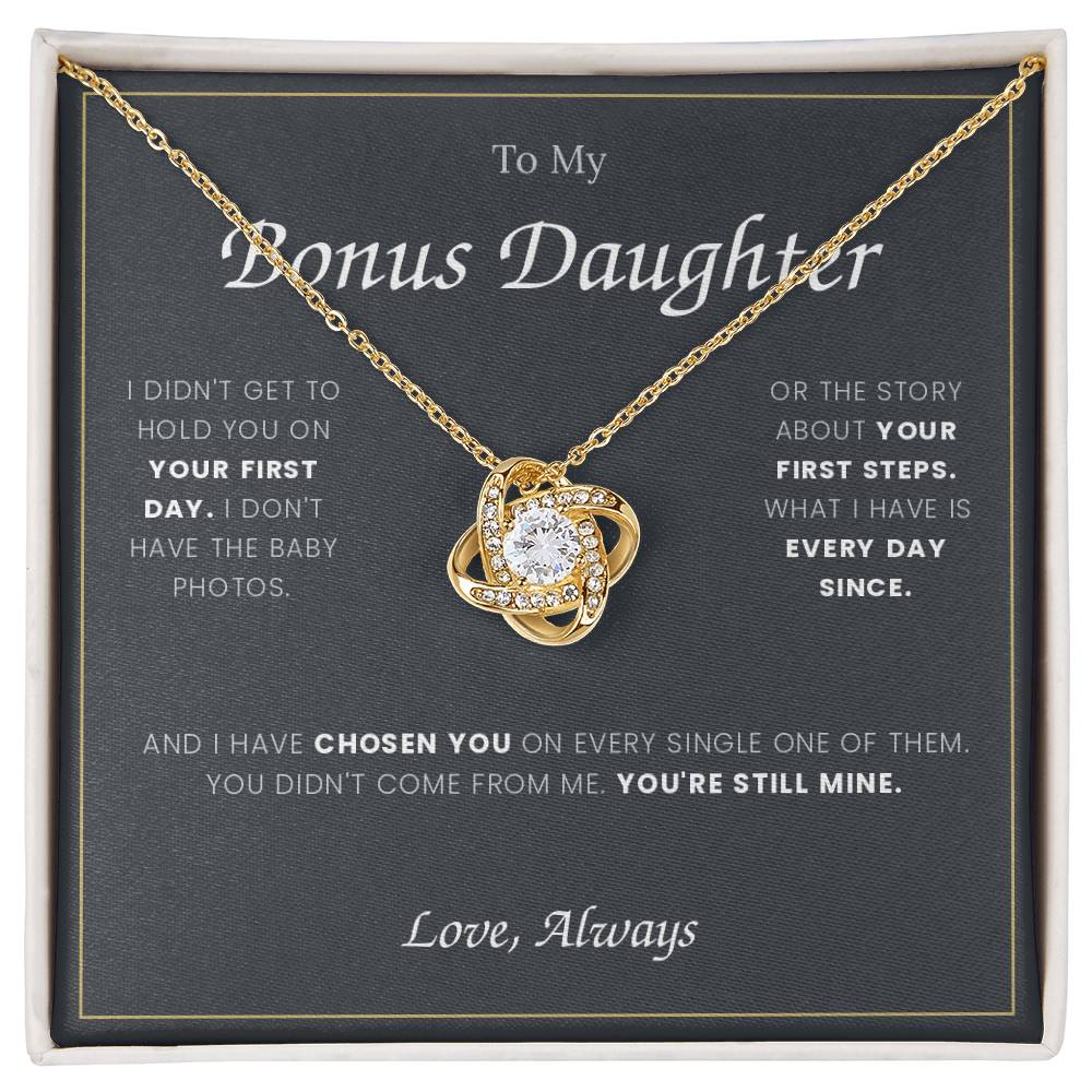To My Bonus Daughter — Love Knot Necklace with Message Card