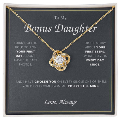 To My Bonus Daughter — Love Knot Necklace with Message Card