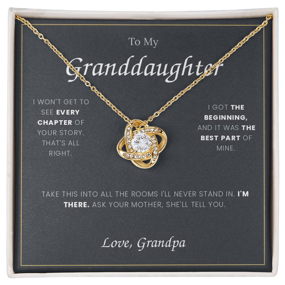 To My Granddaughter — Love Knot Necklace with Message Card, From Grandpa