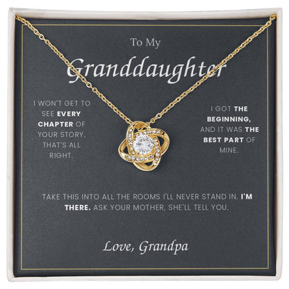 To My Granddaughter — Love Knot Necklace with Message Card, From Grandpa