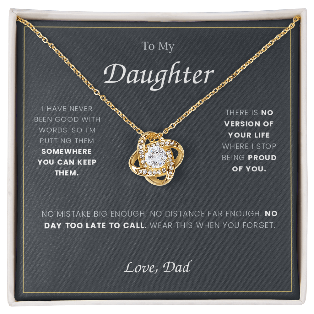 To My Daughter — Love Knot Necklace with Message Card, From Dad