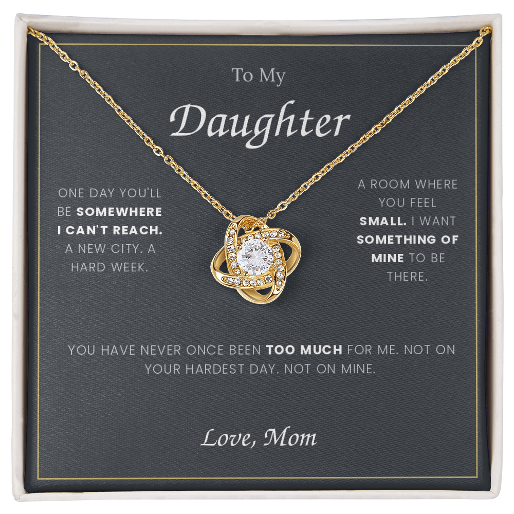 To My Daughter — Love Knot Necklace with Message Card, From Mom