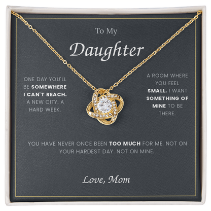 To My Daughter — Love Knot Necklace with Message Card, From Mom