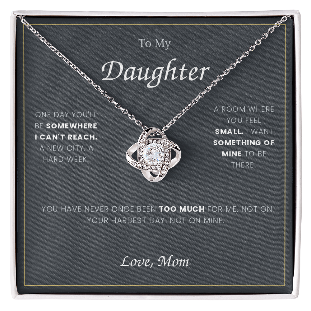 To My Daughter — Love Knot Necklace with Message Card, From Mom