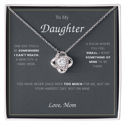 To My Daughter — Love Knot Necklace with Message Card, From Mom