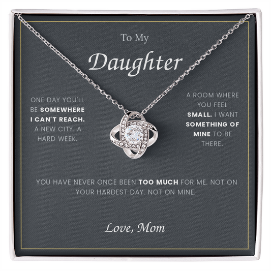 To My Daughter — Love Knot Necklace with Message Card, From Mom