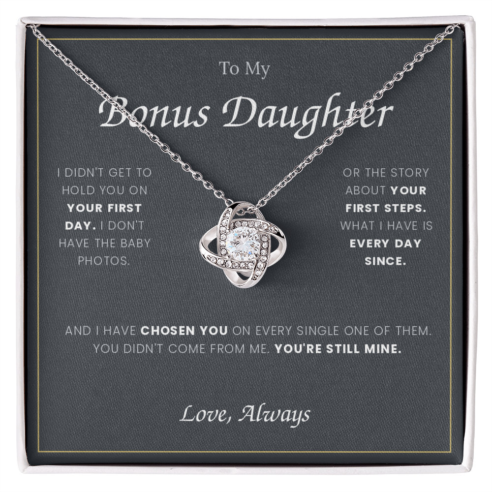 To My Bonus Daughter — Love Knot Necklace with Message Card