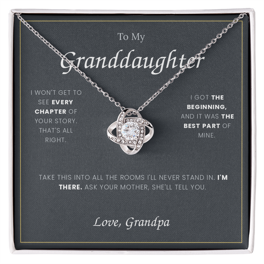 To My Granddaughter — Love Knot Necklace with Message Card, From Grandpa