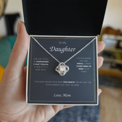To My Daughter — Love Knot Necklace with Message Card, From Mom