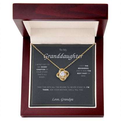 To My Granddaughter — Love Knot Necklace with Message Card, From Grandpa