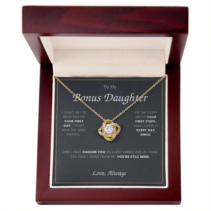 To My Bonus Daughter — Love Knot Necklace with Message Card