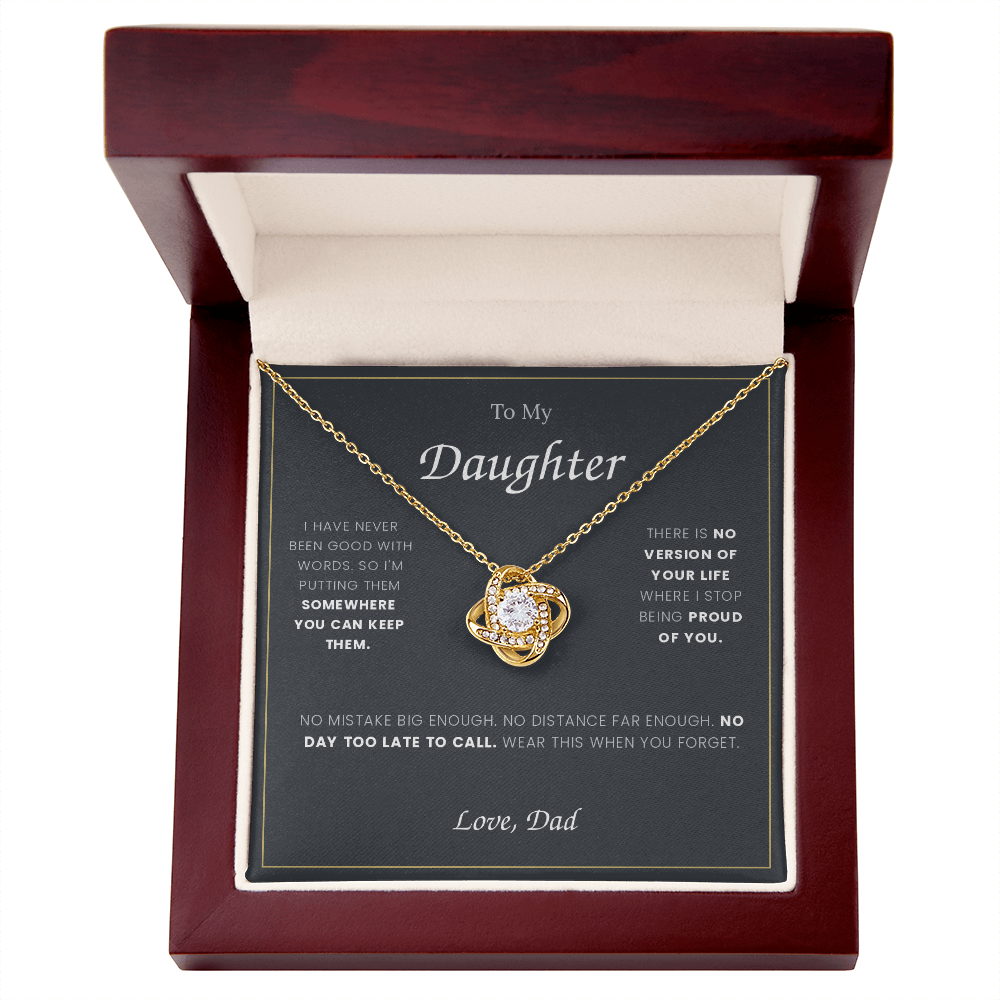 To My Daughter — Love Knot Necklace with Message Card, From Dad
