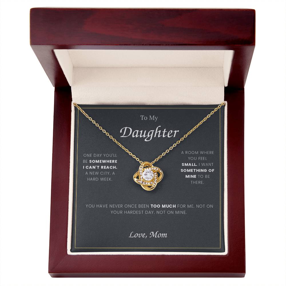 To My Daughter — Love Knot Necklace with Message Card, From Mom