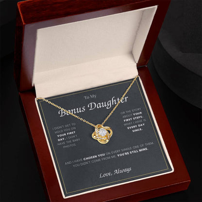 To My Bonus Daughter — Love Knot Necklace with Message Card
