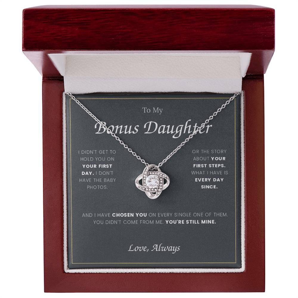 To My Bonus Daughter — Love Knot Necklace with Message Card
