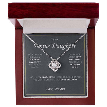 To My Bonus Daughter — Love Knot Necklace with Message Card