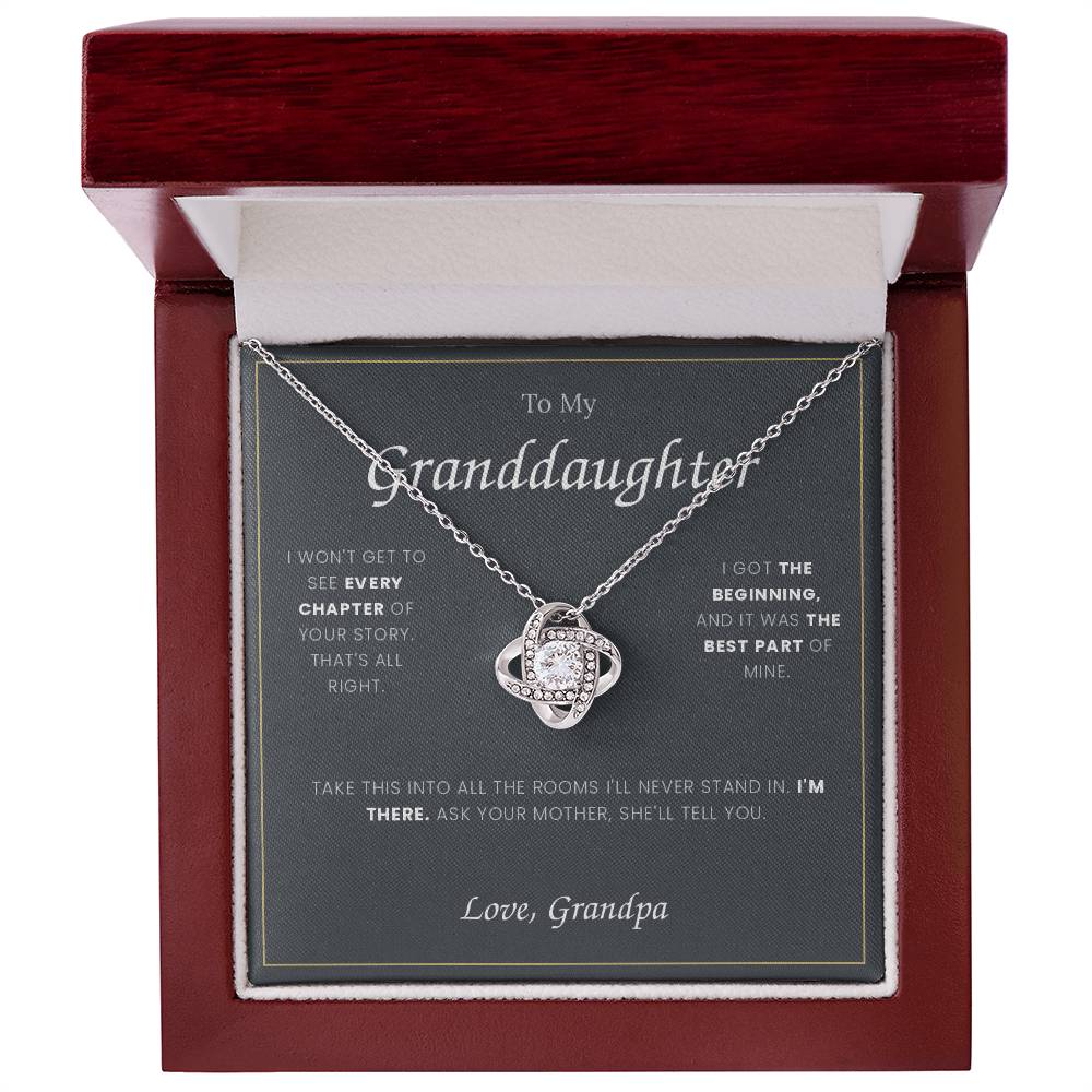 To My Granddaughter — Love Knot Necklace with Message Card, From Grandpa