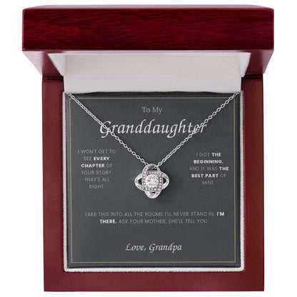 To My Granddaughter — Love Knot Necklace with Message Card, From Grandpa