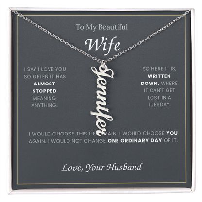 To My Wife — Name Necklace with Our Children's Names