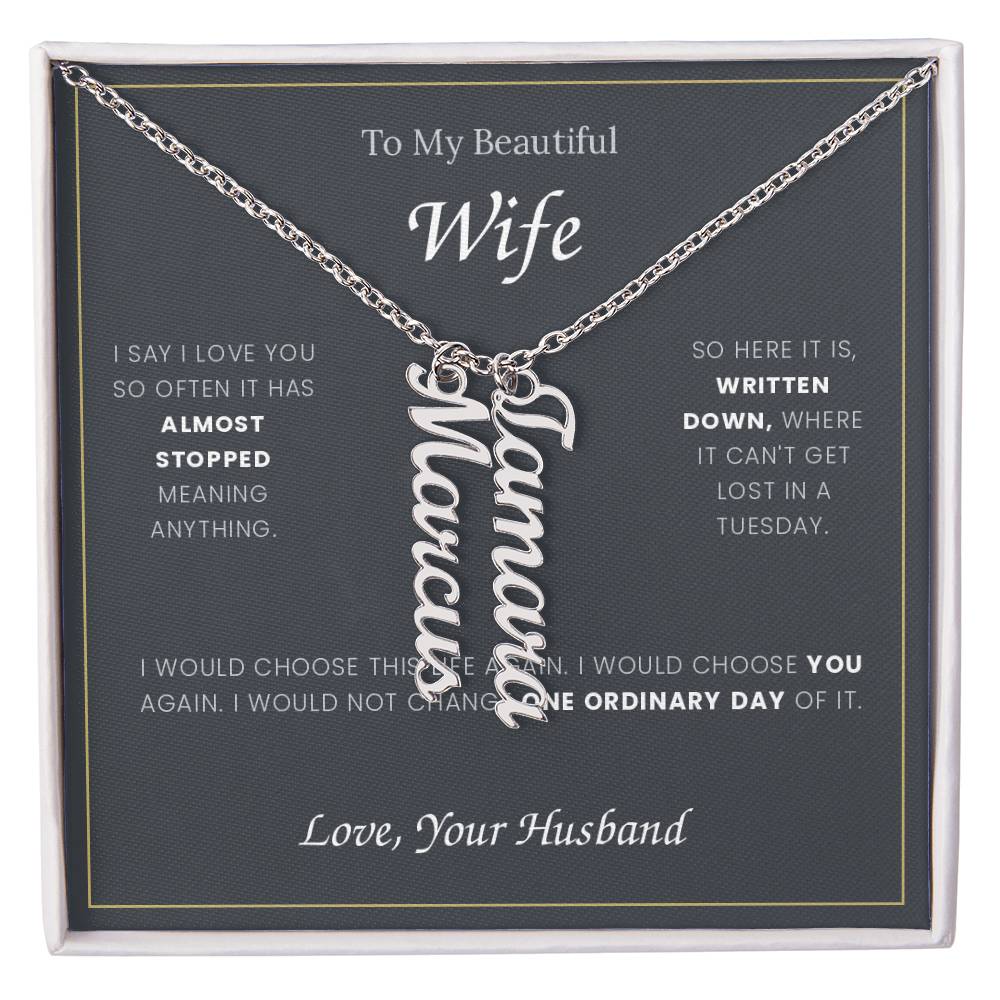 To My Wife — Name Necklace with Our Children's Names
