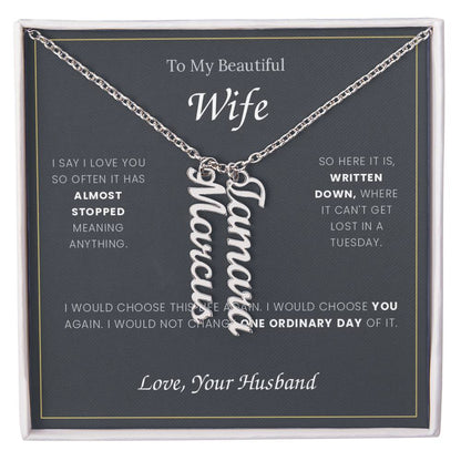 To My Wife — Name Necklace with Our Children's Names