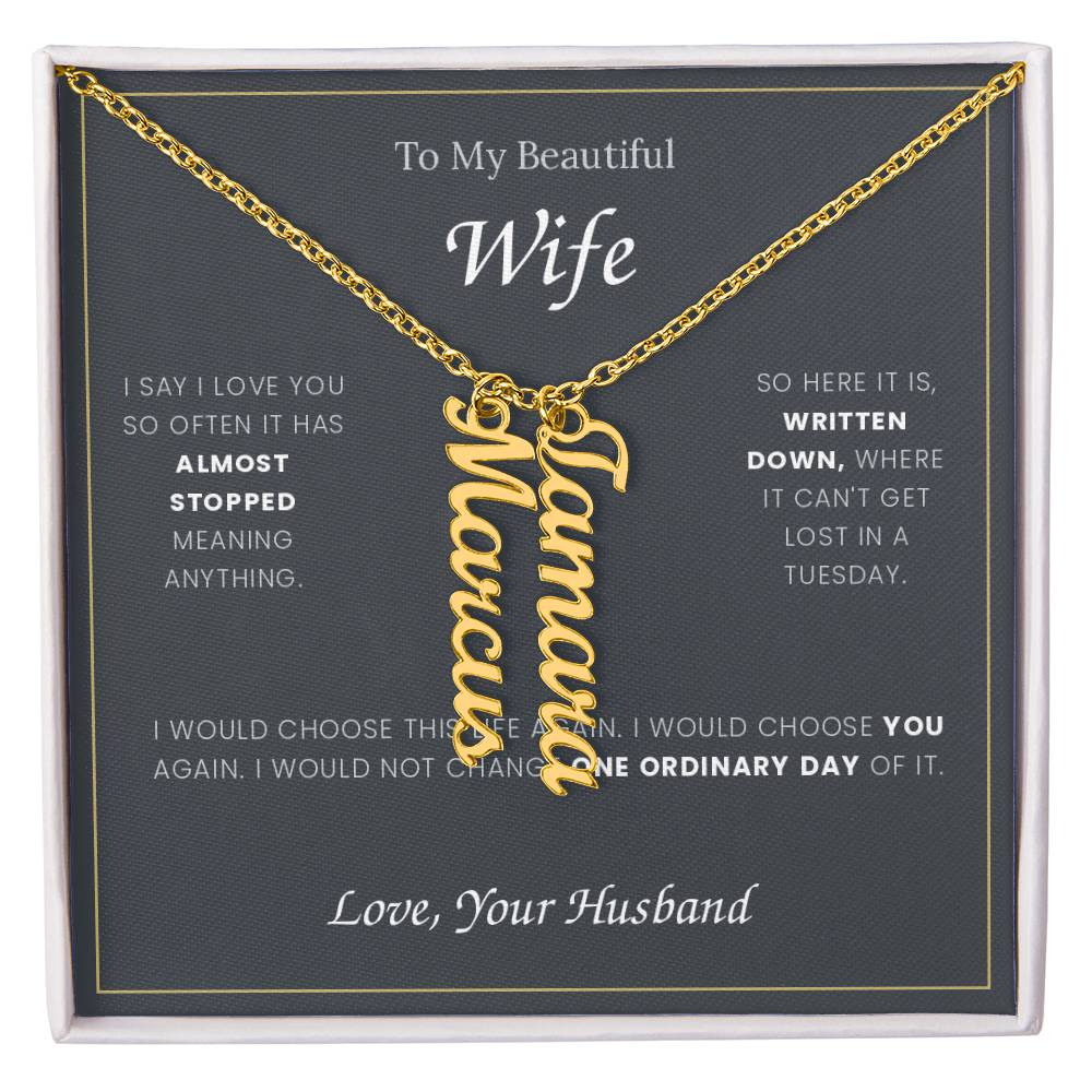 To My Wife — Name Necklace with Our Children's Names