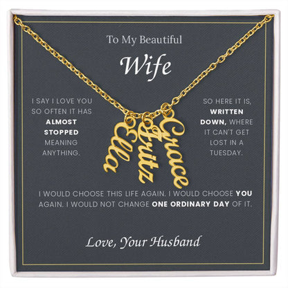 To My Wife — Name Necklace with Our Children's Names