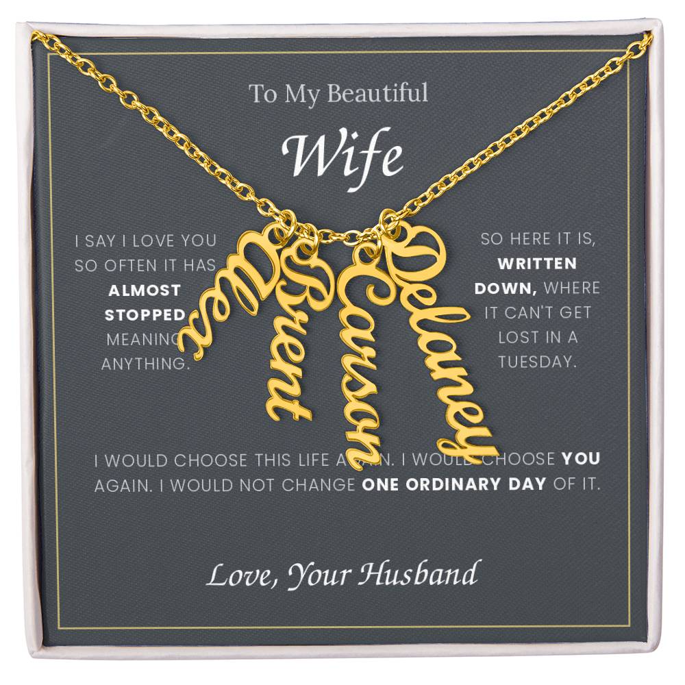 To My Wife — Name Necklace with Our Children's Names