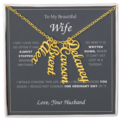 To My Wife — Name Necklace with Our Children's Names