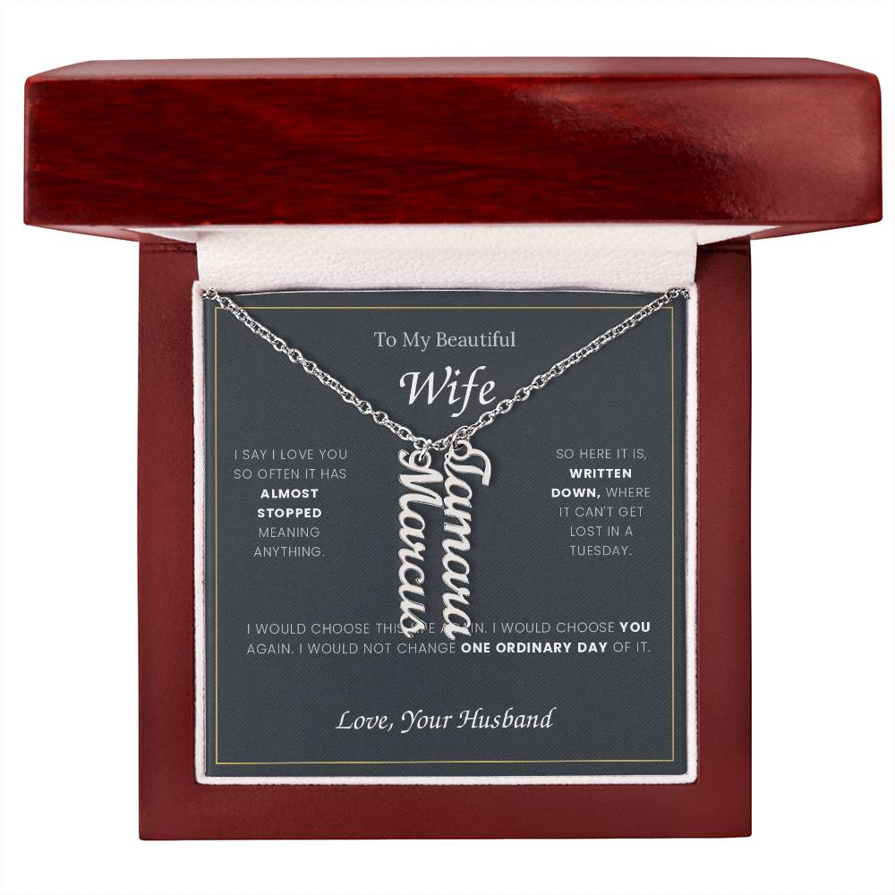 To My Wife — Name Necklace with Our Children's Names