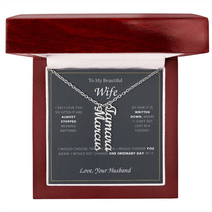 To My Wife — Name Necklace with Our Children's Names
