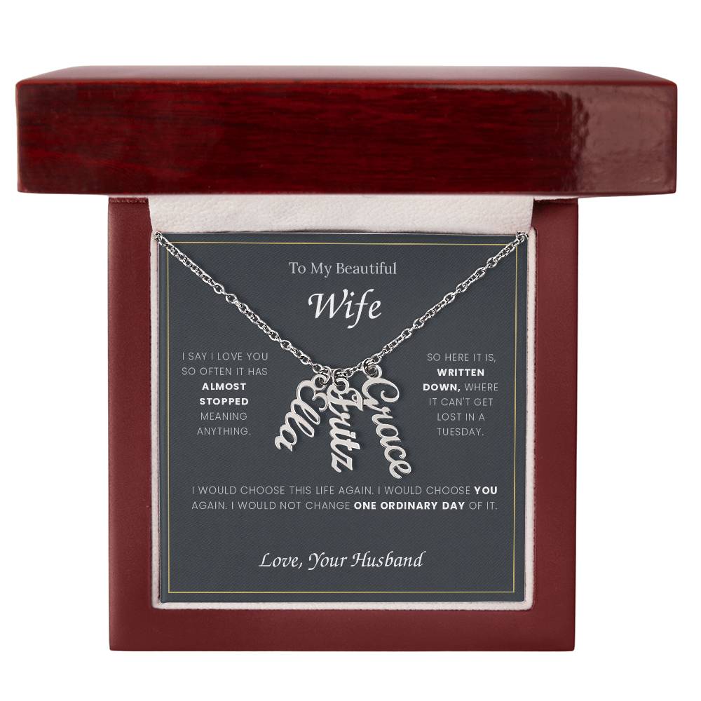 To My Wife — Name Necklace with Our Children's Names