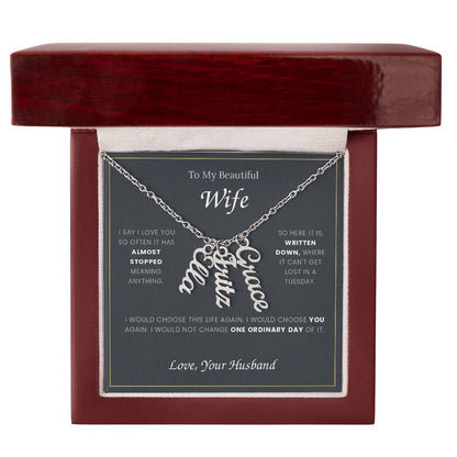 To My Wife — Name Necklace with Our Children's Names