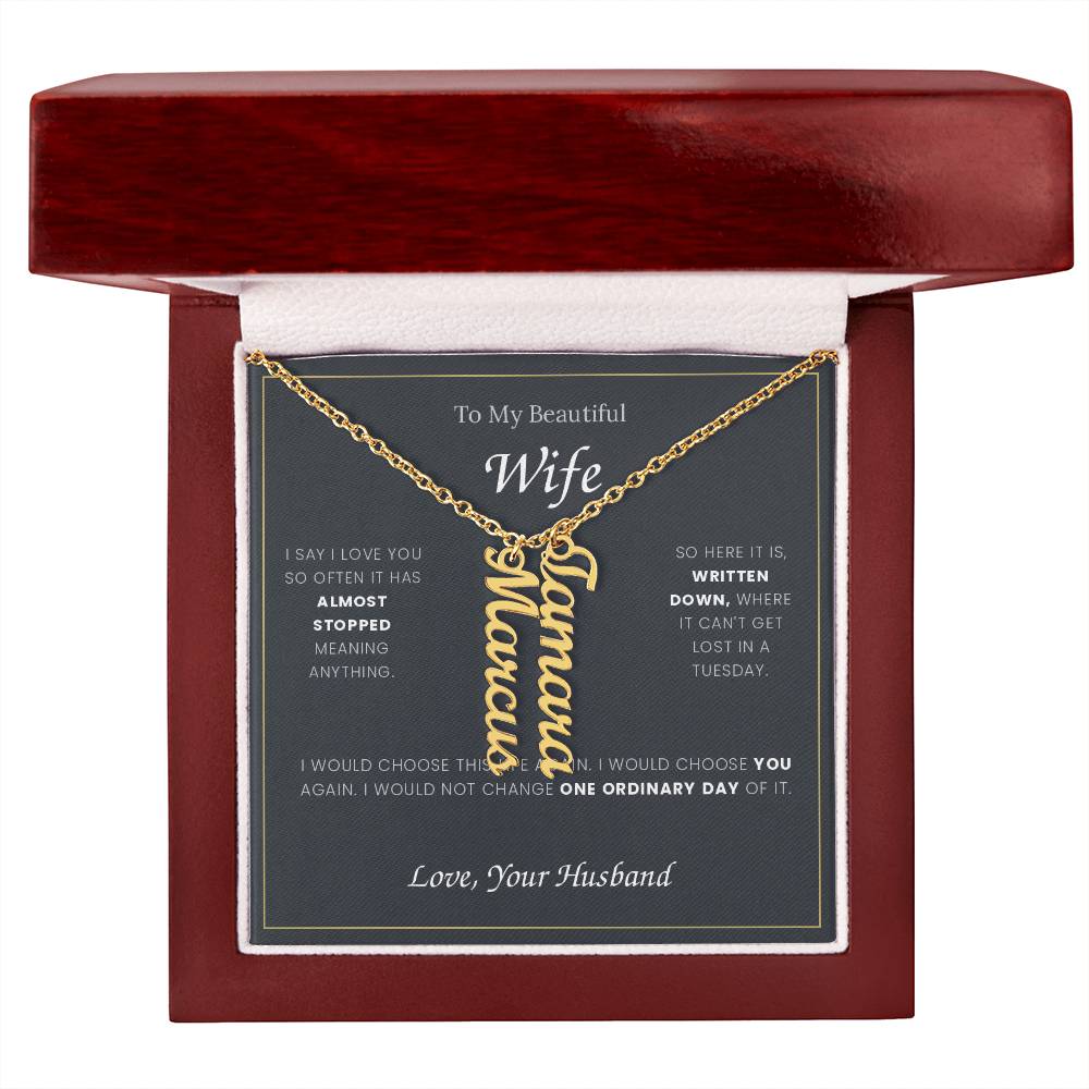 To My Wife — Name Necklace with Our Children's Names