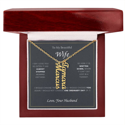 To My Wife — Name Necklace with Our Children's Names