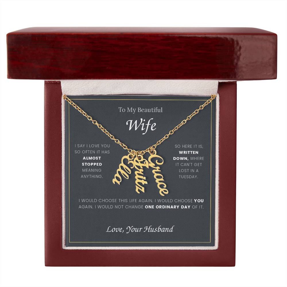 To My Wife — Name Necklace with Our Children's Names