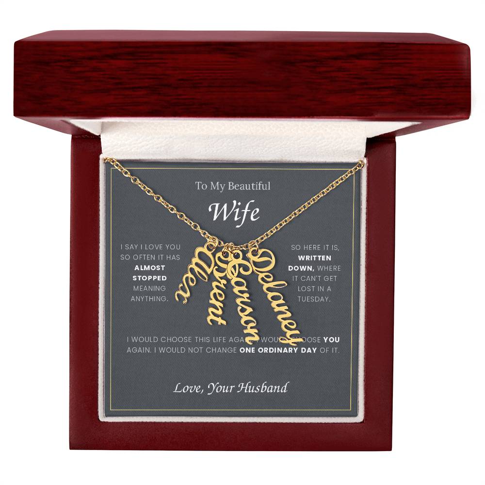To My Wife — Name Necklace with Our Children's Names