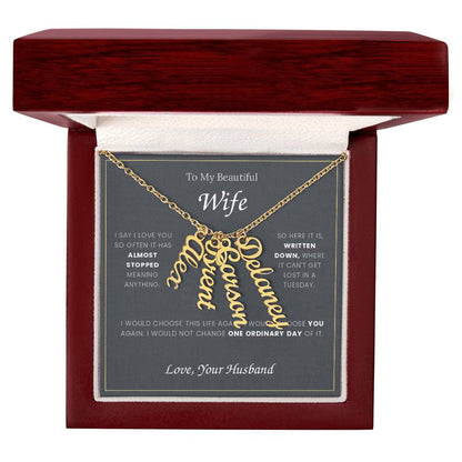 To My Wife — Name Necklace with Our Children's Names